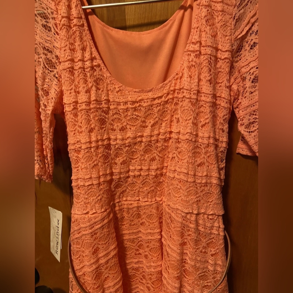 5/25 Rewind Orange Lace Overlay Dress size medium